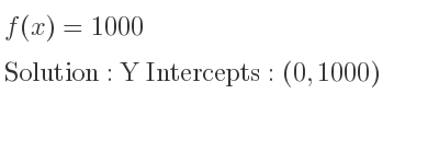 The f(x)=1000 is Y Intercepts: (0,1000)
